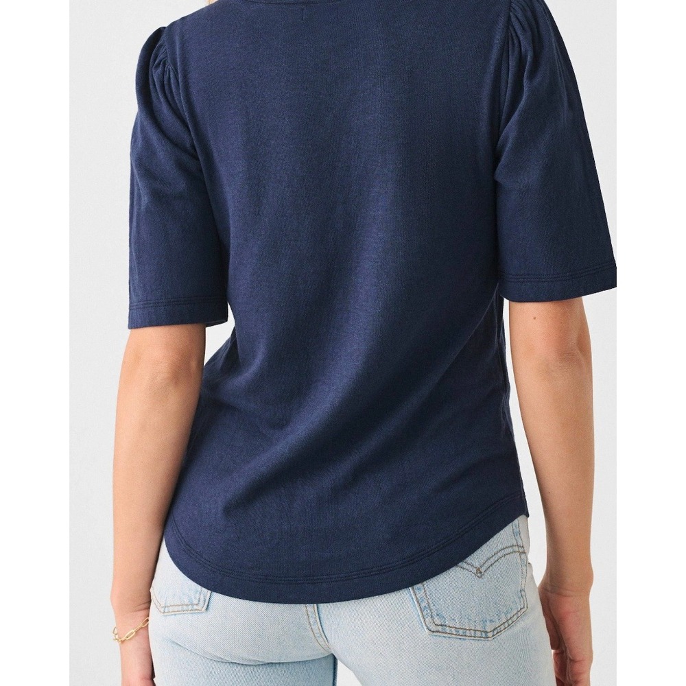 Faherty Cloud Puff Sleeve Tee Navy Pima Cotton Womens XS - Picture 3 of 8